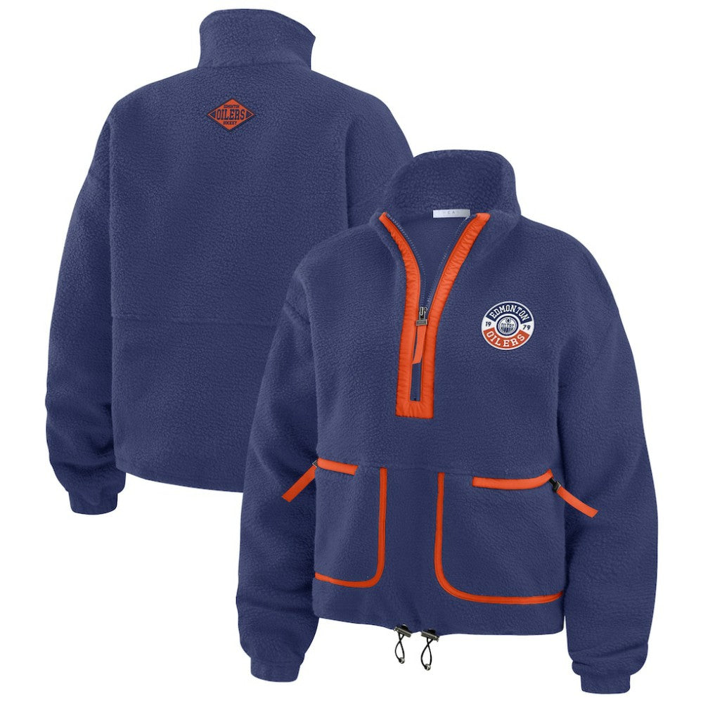Edmonton Oilers WEAR by Erin Andrews Women's Polar Fleece Half-Zip Jacket - Royal - NHL