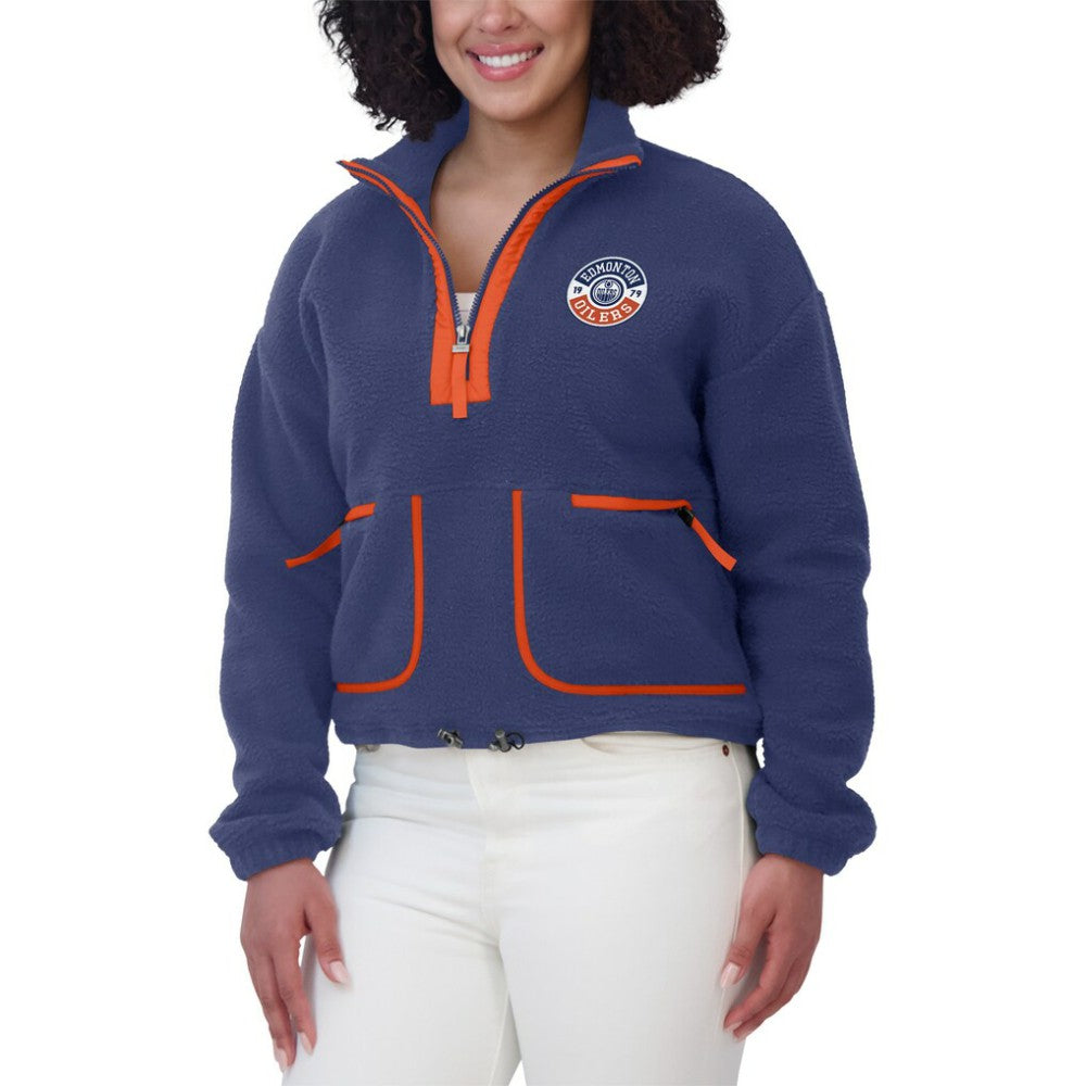 Edmonton Oilers WEAR by Erin Andrews Women's Polar Fleece Half-Zip Jacket - Royal - NHL