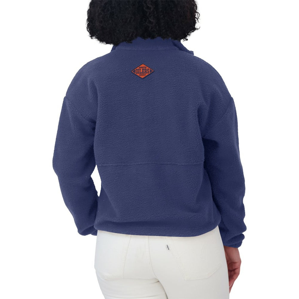 Edmonton Oilers WEAR by Erin Andrews Women's Polar Fleece Half-Zip Jacket - Royal - NHL