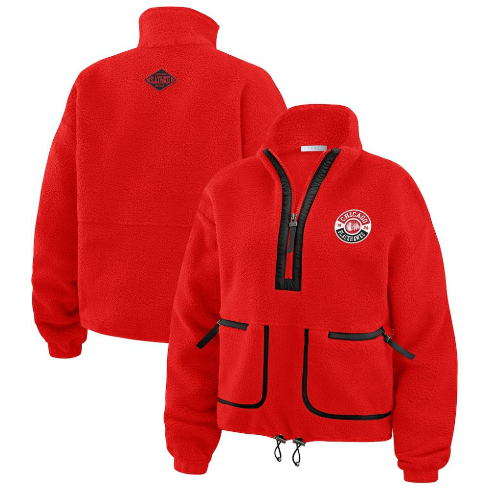 Chicago Blackhawks WEAR by Erin Andrews Women's Polar Fleece Half-Zip Jacket - Red - NHL