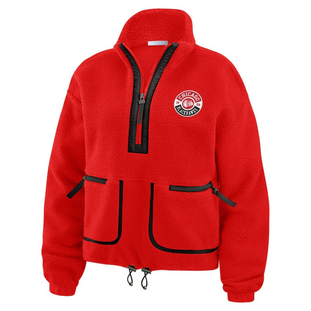 Chicago Blackhawks WEAR by Erin Andrews Women's Polar Fleece Half-Zip Jacket - Red - NHL