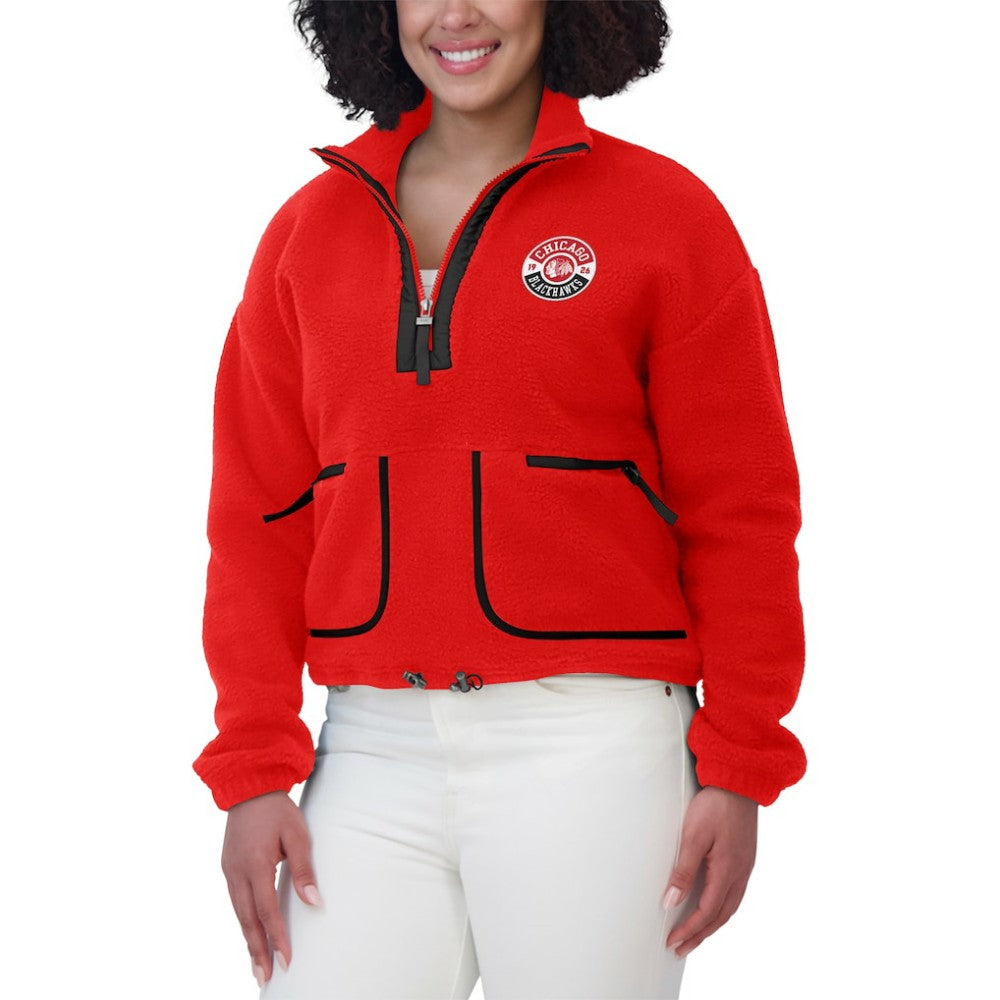 Chicago Blackhawks WEAR by Erin Andrews Women's Polar Fleece Half-Zip Jacket - Red - NHL