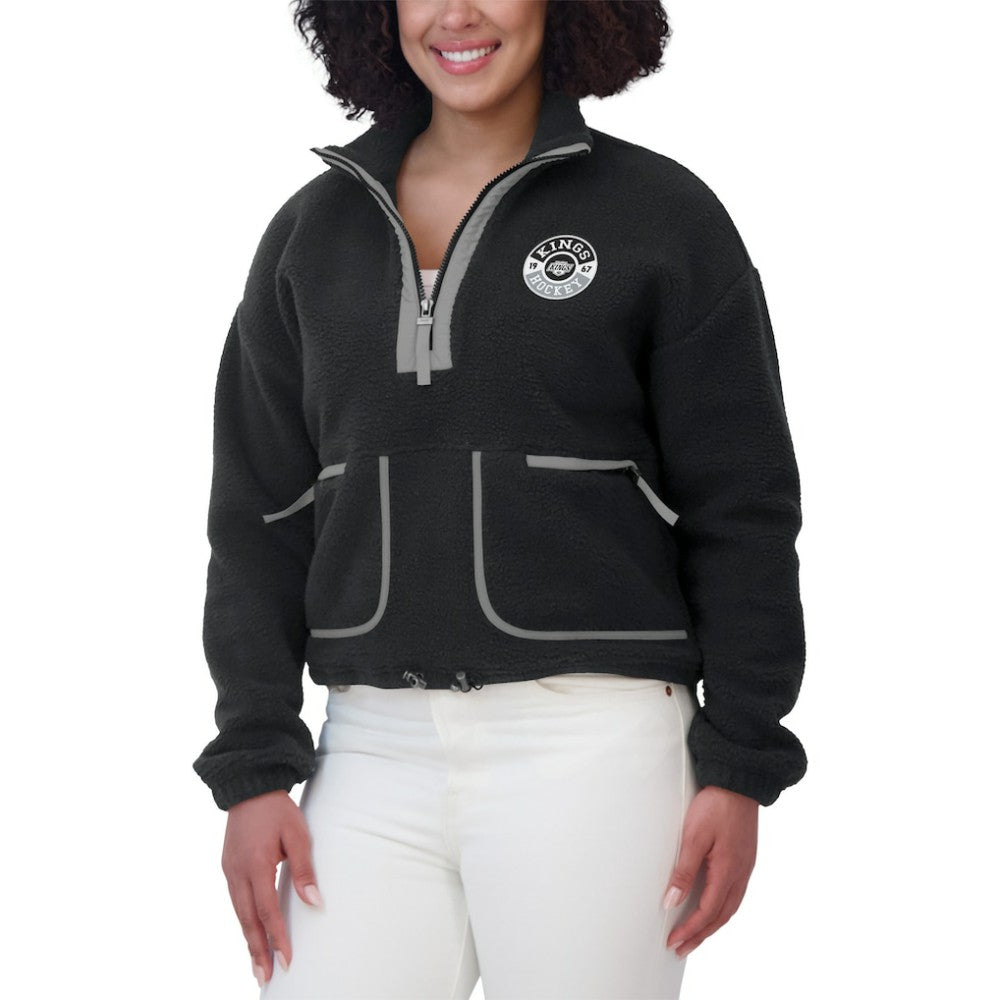 Los Angeles Kings WEAR by Erin Andrews Women's Polar Fleece Half-Zip Jacket - Black - NHL