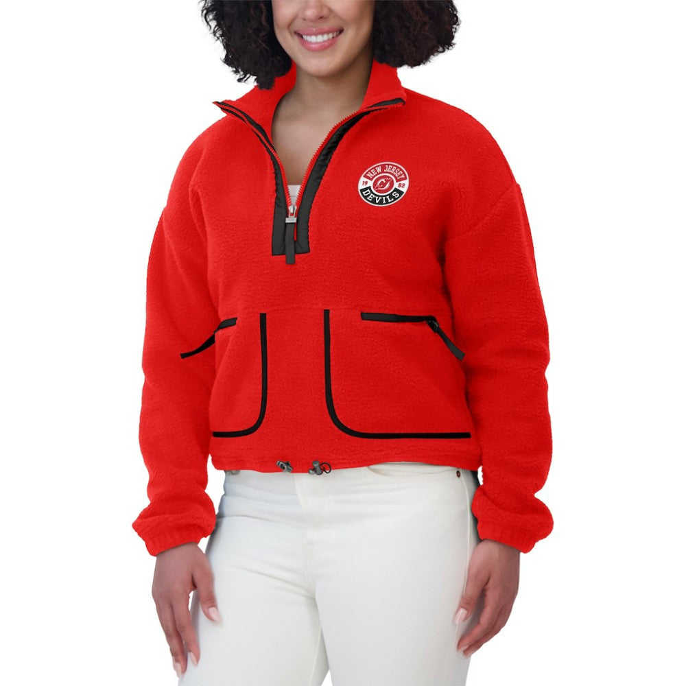 New Jersey Devils WEAR by Erin Andrews Women's Polar Fleece Half-Zip Jacket - Red - NHL