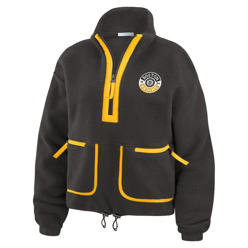 Boston Bruins WEAR by Erin Andrews Women's Polar Fleece Half-Zip Jacket - Black - NHL