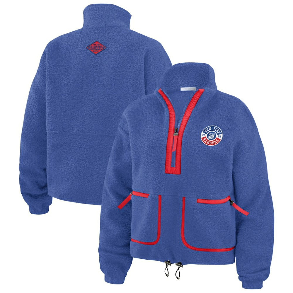 New York Rangers WEAR by Erin Andrews Women's Polar Fleece Half-Zip Jacket - Blue - NHL