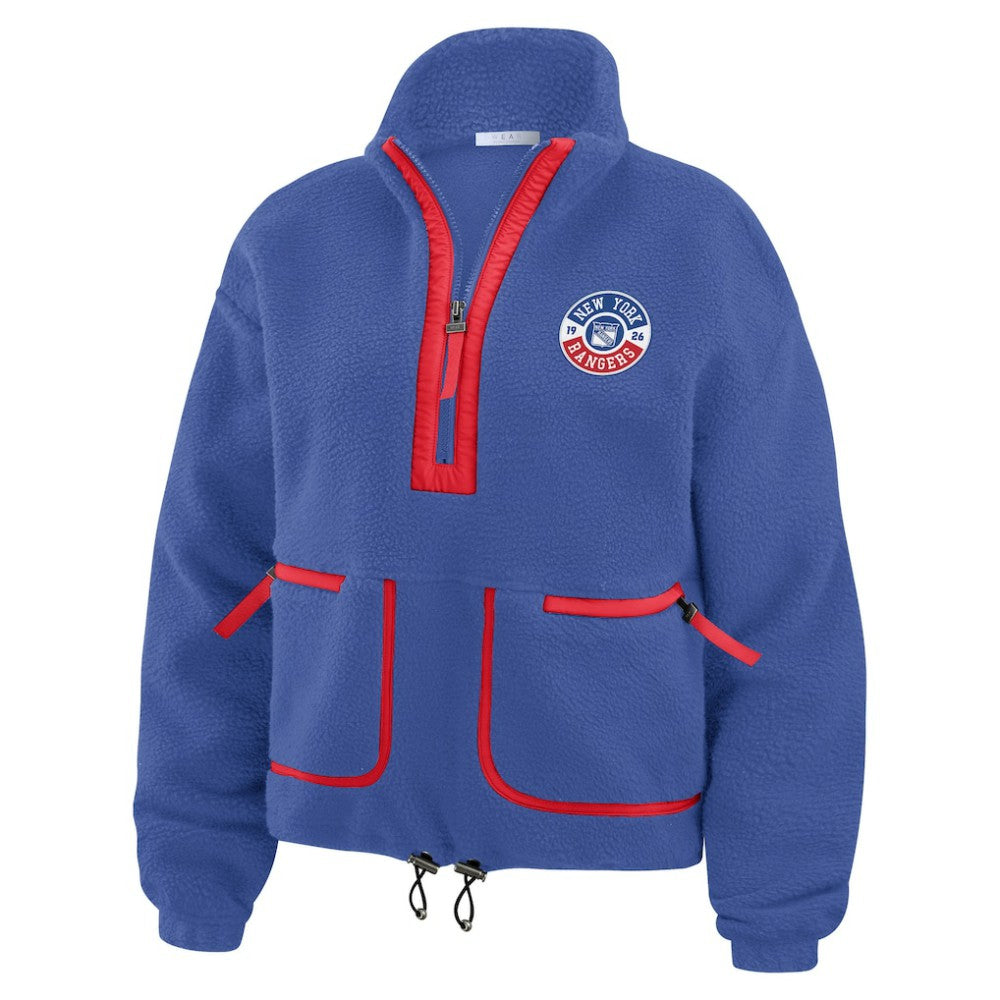 New York Rangers WEAR by Erin Andrews Women's Polar Fleece Half-Zip Jacket - Blue - NHL