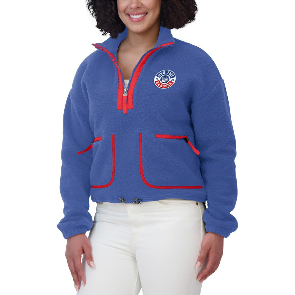 New York Rangers WEAR by Erin Andrews Women's Polar Fleece Half-Zip Jacket - Blue - NHL
