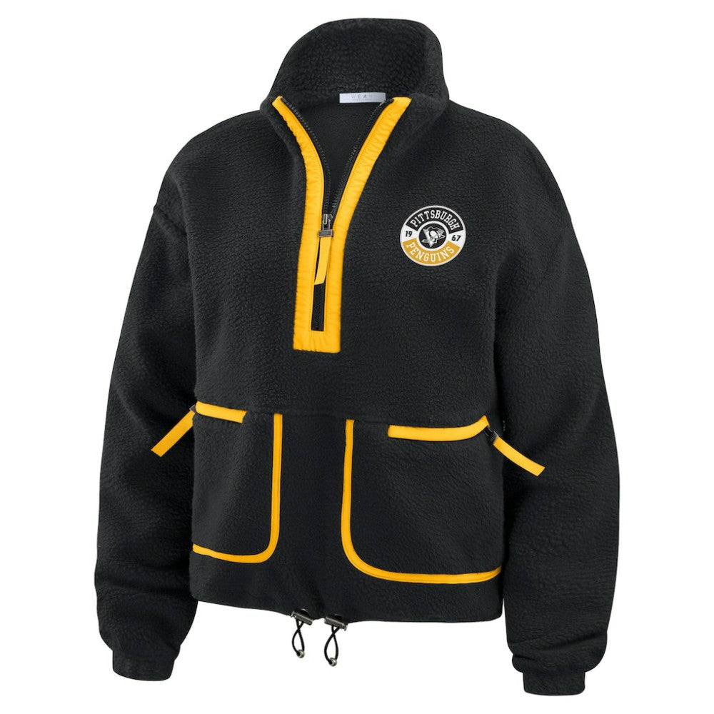 Pittsburgh Penguins WEAR by Erin Andrews Women's Polar Fleece Half-Zip Jacket - Black - NHL