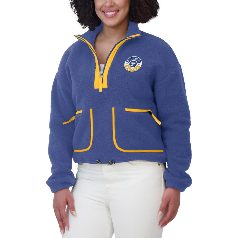 St. Louis Blues WEAR by Erin Andrews Women's Polar Fleece Half-Zip Jacket - Blue - NHL