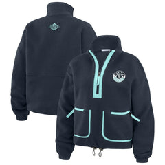 Seattle Kraken WEAR by Erin Andrews Women's Polar Fleece Half-Zip Jacket - Deep Sea Blue - NHL