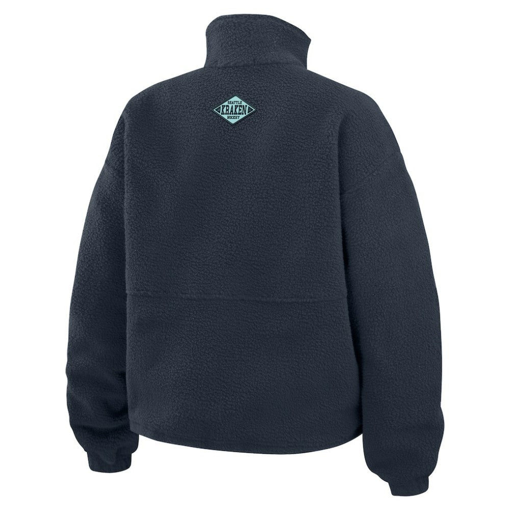 Seattle Kraken WEAR by Erin Andrews Women's Polar Fleece Half-Zip Jacket - Deep Sea Blue - NHL