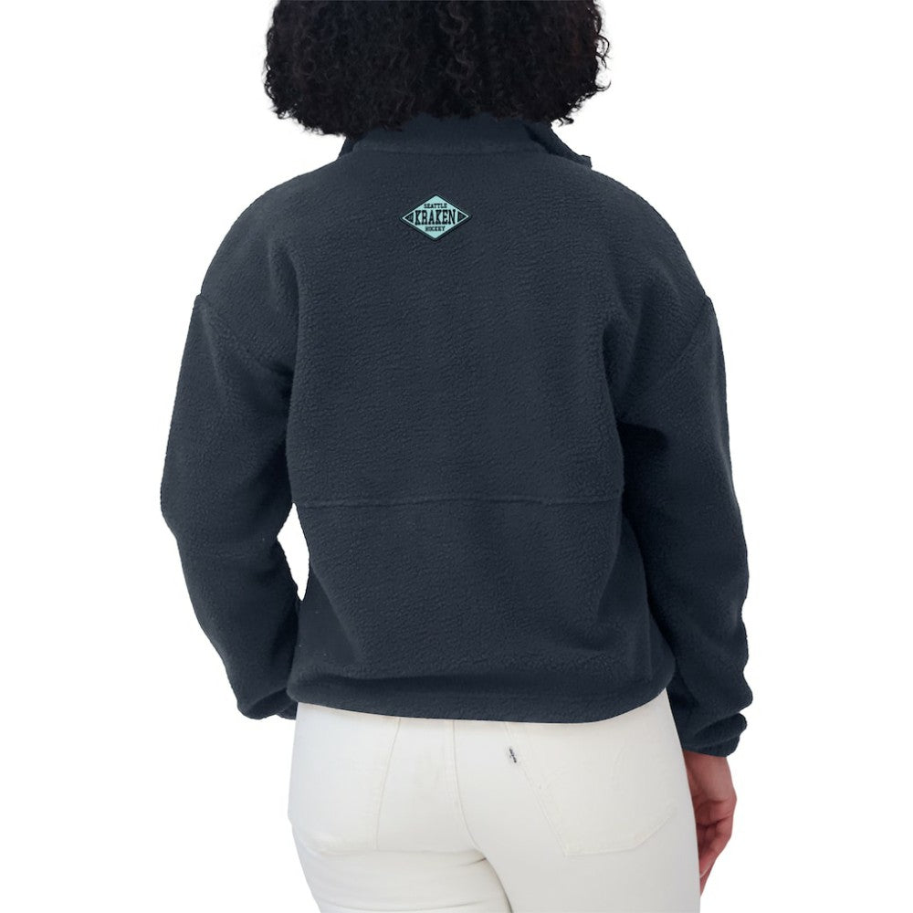 Seattle Kraken WEAR by Erin Andrews Women's Polar Fleece Half-Zip Jacket - Deep Sea Blue - NHL