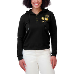 Boston Bruins WEAR by Erin Andrews Women's Waffle-Knit Pullover Hoodie - Black - NHL