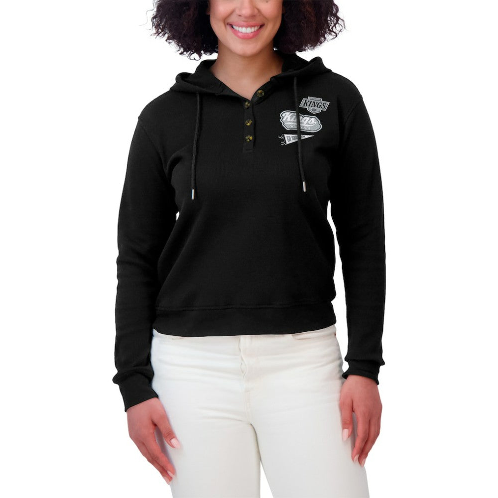 Los Angeles Kings WEAR by Erin Andrews Women's Waffle-Knit Pullover Hoodie - Black - NHL