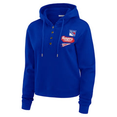 New York Rangers WEAR by Erin Andrews Women's Waffle-Knit Pullover Hoodie - Blue - NHL