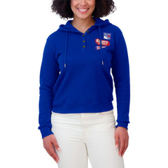 New York Rangers WEAR by Erin Andrews Women's Waffle-Knit Pullover Hoodie - Blue - NHL