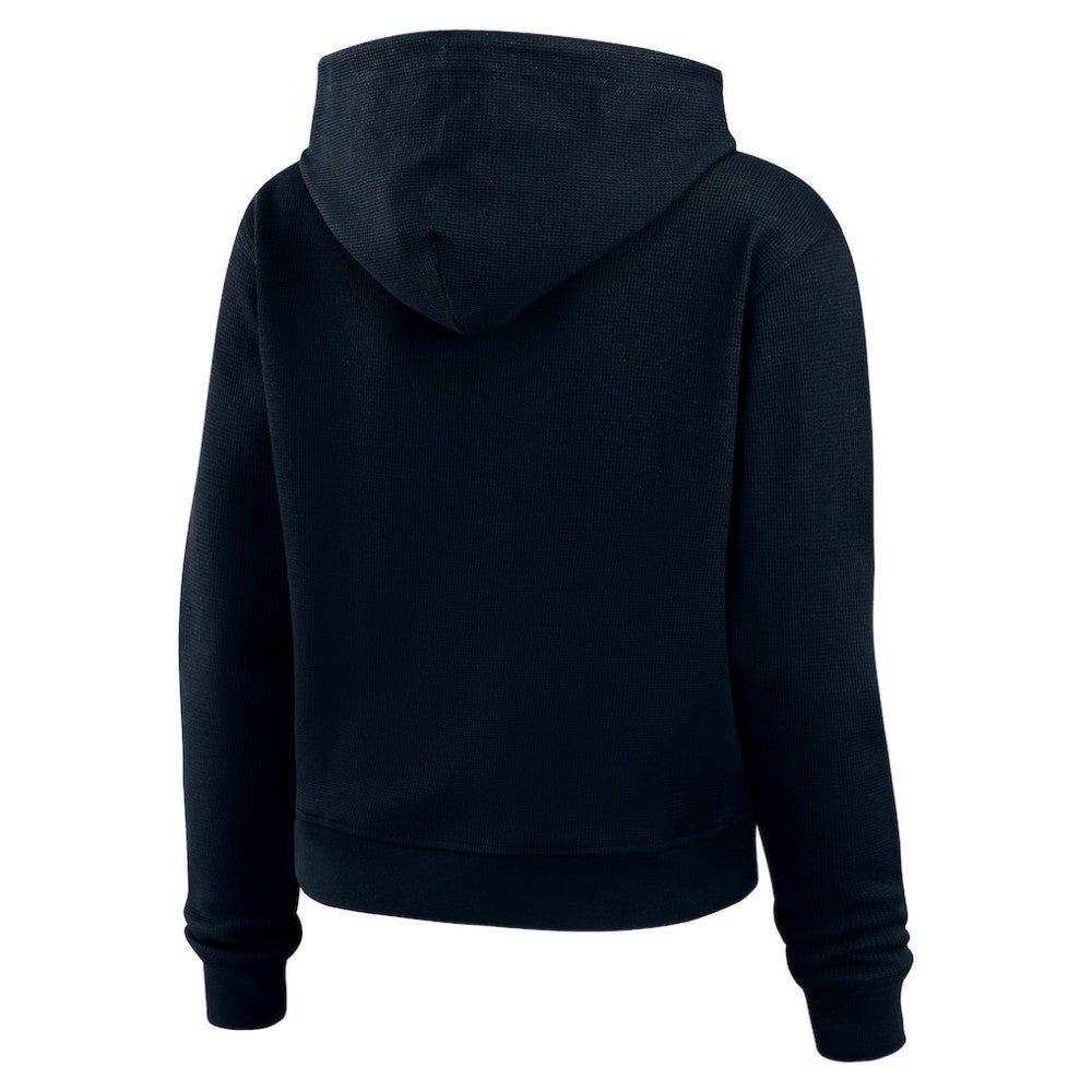 Seattle Kraken WEAR by Erin Andrews Women's Waffle-Knit Pullover Hoodie - Deep Sea Blue - NHL
