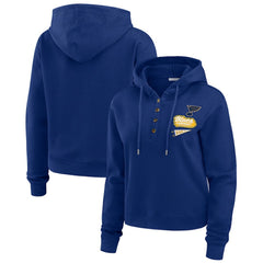 St. Louis Blues WEAR by Erin Andrews Women's Waffle-Knit Pullover Hoodie - Blue - NHL