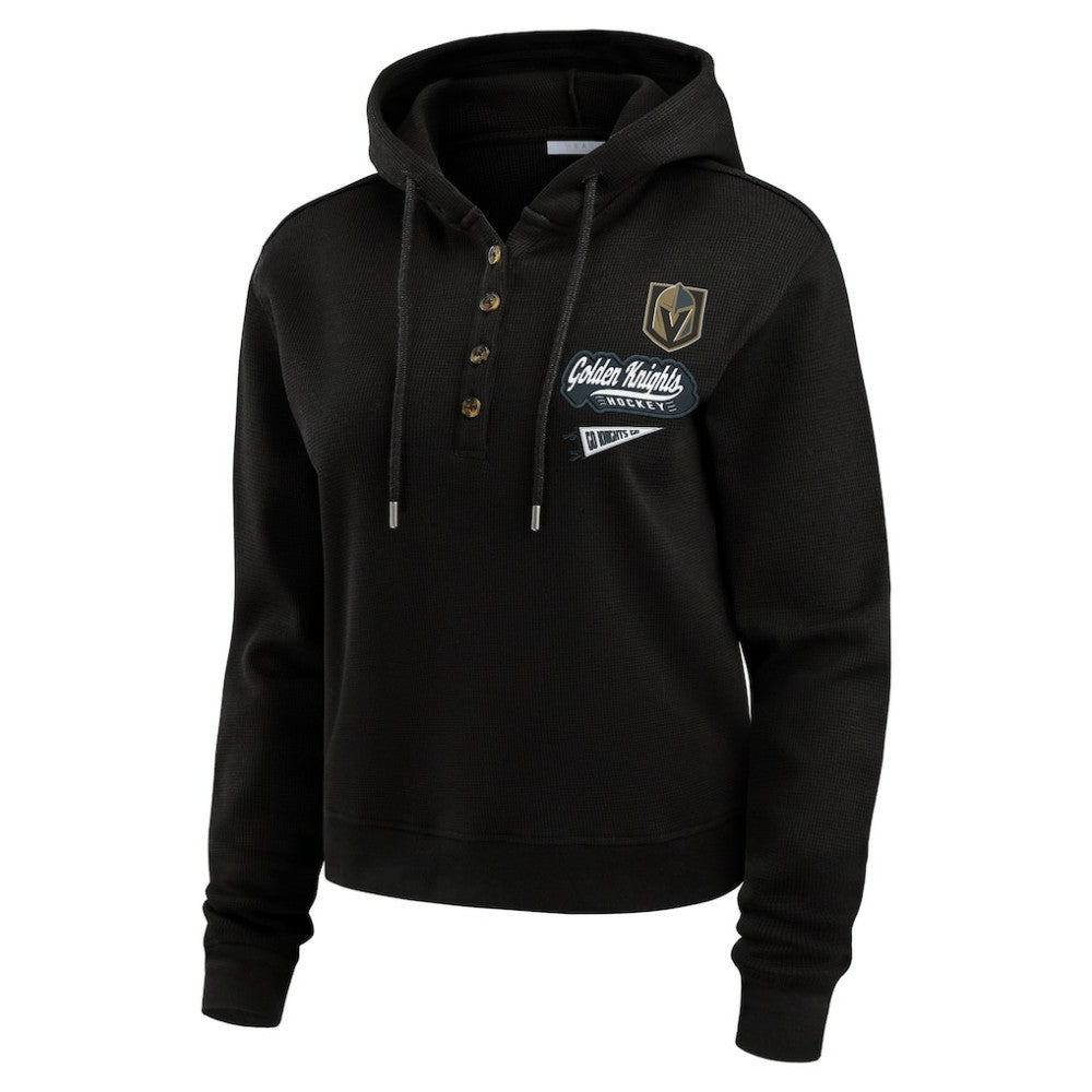 Vegas Golden Knights WEAR by Erin Andrews Women's Waffle-Knit Pullover Hoodie - Black - NHL