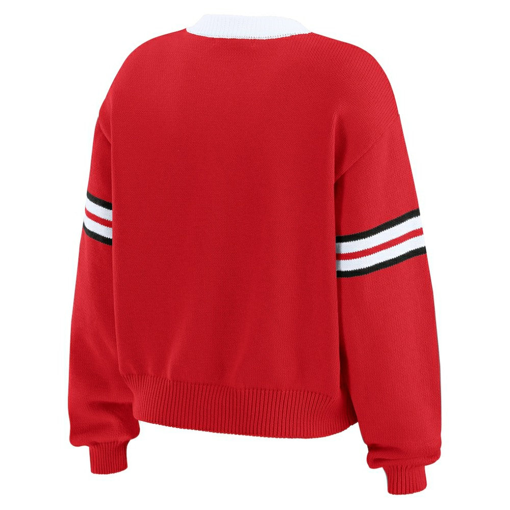 Chicago Blackhawks WEAR by Erin Andrews Women's Cropped Lace-Up Sweater - Red - NHL