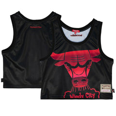 Chicago Bulls Women's Hardwood Classics Big Face 4.0 Cropped Tank Top Black - NBA