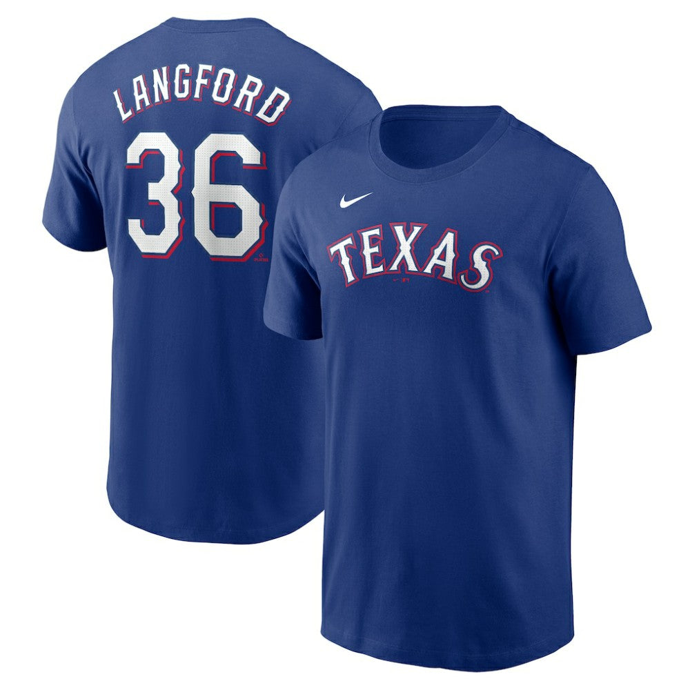 Wyatt Langford Texas Rangers Nike Fuse Name & Number T-Shirt - MLB