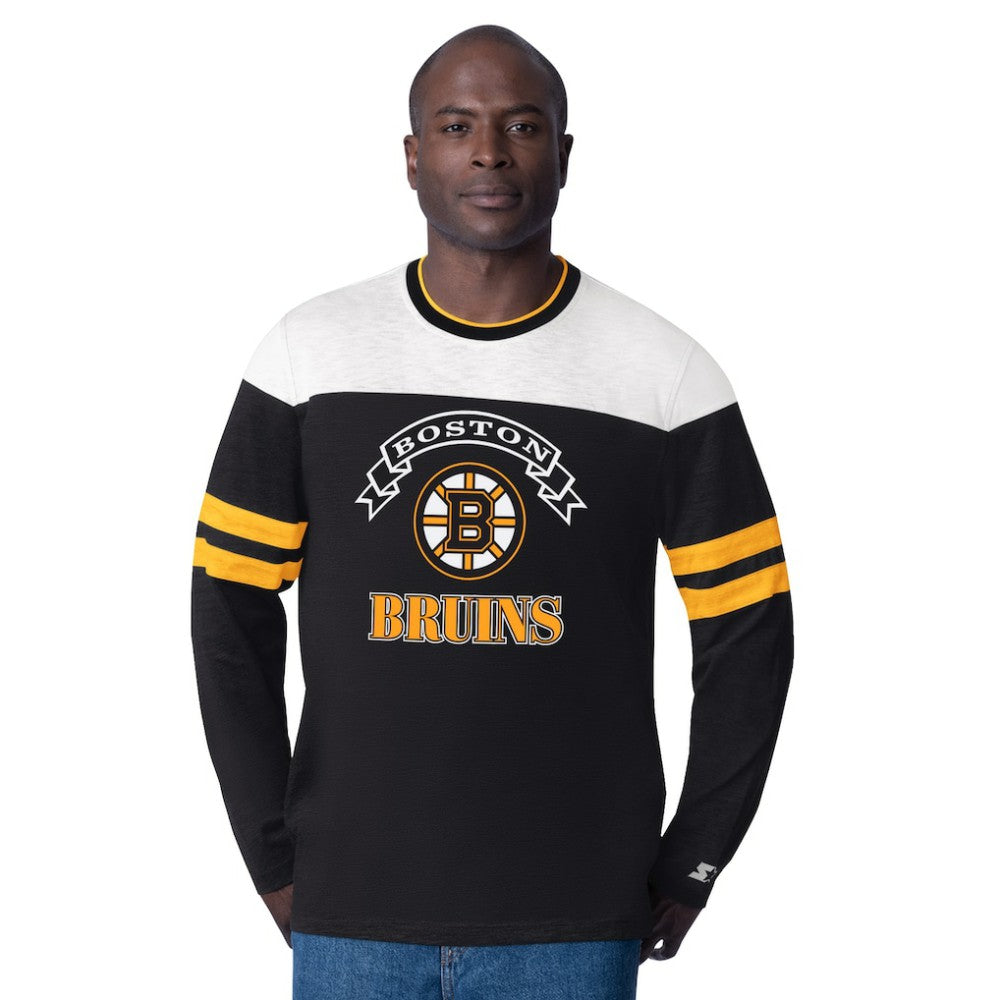Boston Bruins Starter Blitz Durene Long Sleeve T-Shirt - Black - NHL