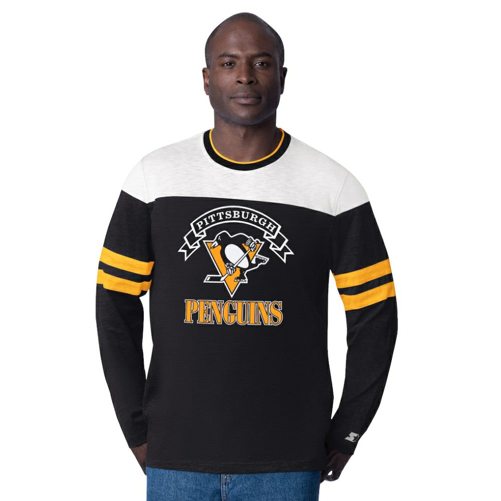 Pittsburgh Penguins Starter Blitz Durene Long Sleeve T-Shirt - Black - NHL
