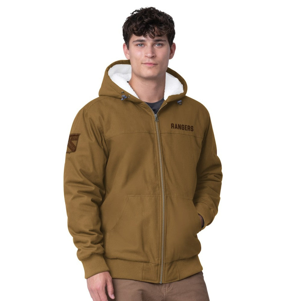 New York Rangers G-III Sports by Carl Banks Build Up Full-Zip Hoodie Jacket - Tan - NHL