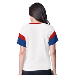 New York Rangers G-III 4Her by Carl Banks Women's Rink Oversized Rhinestone V-Neck T-Shirt - White - NHL