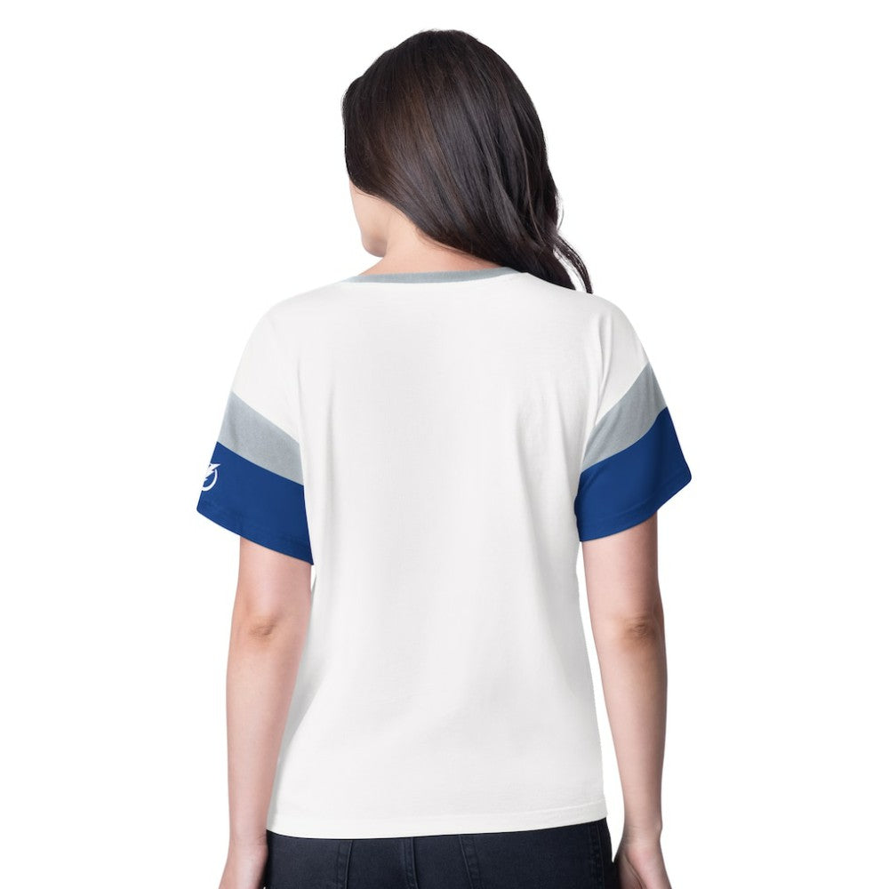 Tampa Bay Lightning G-III 4Her by Carl Banks Women's Rink Oversized Rhinestone V-Neck T-Shirt - White - NHL