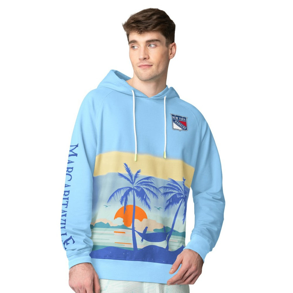 New York Rangers Margaritaville Island Dream Peached Pullover Hoodie - Blue - NHL