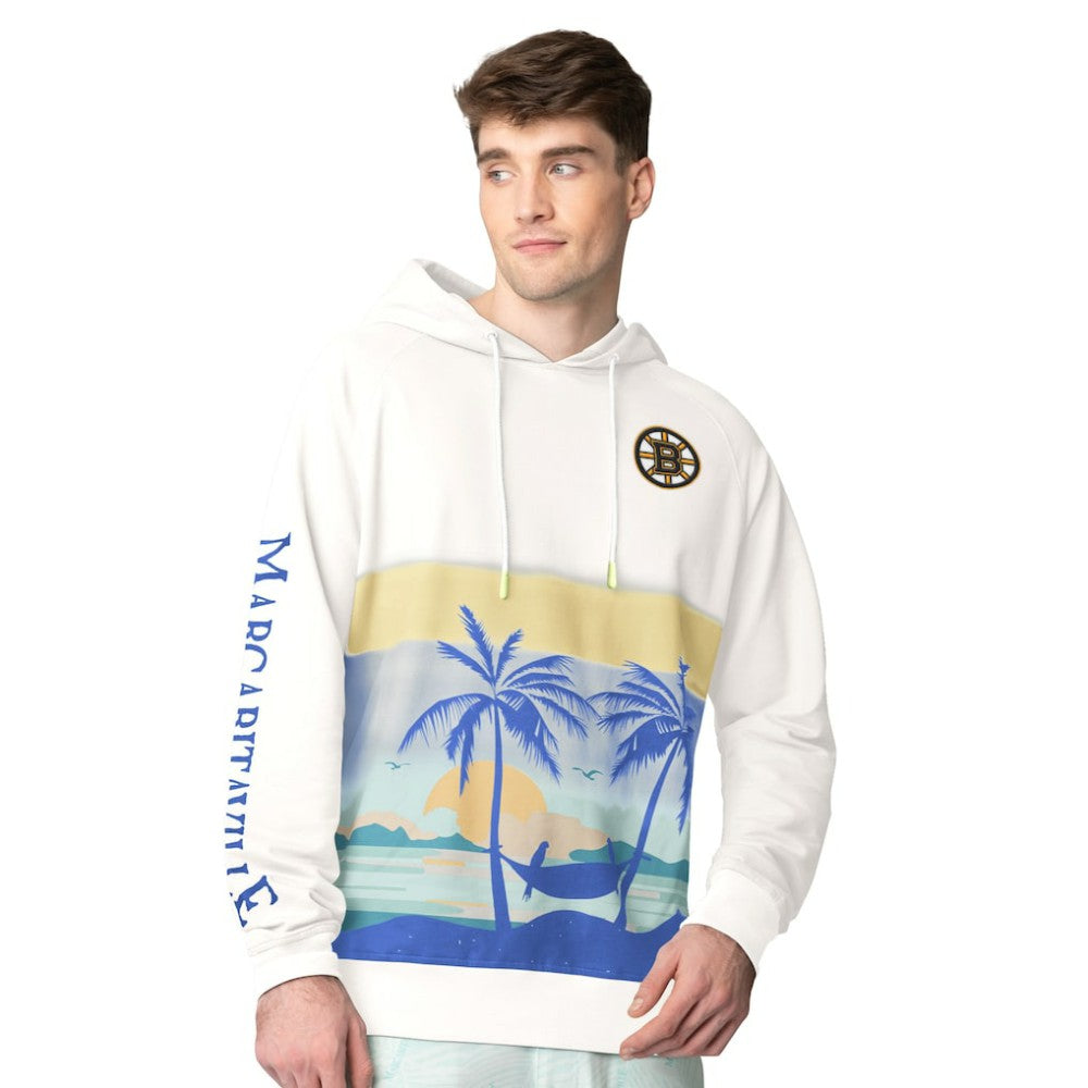 Boston Bruins Margaritaville Island Dream Peached Pullover Hoodie - Cream - NHL