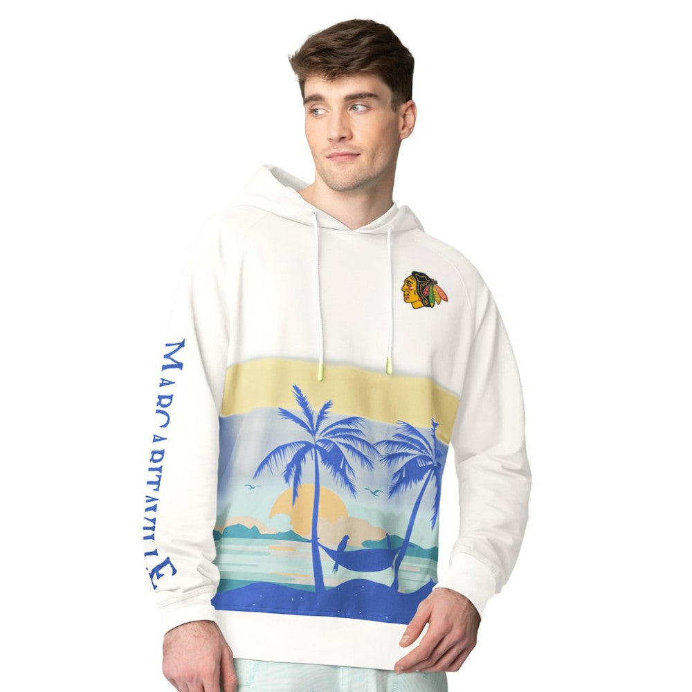 Chicago Blackhawks Margaritaville Island Dream Peached Pullover Hoodie - Cream - NHL