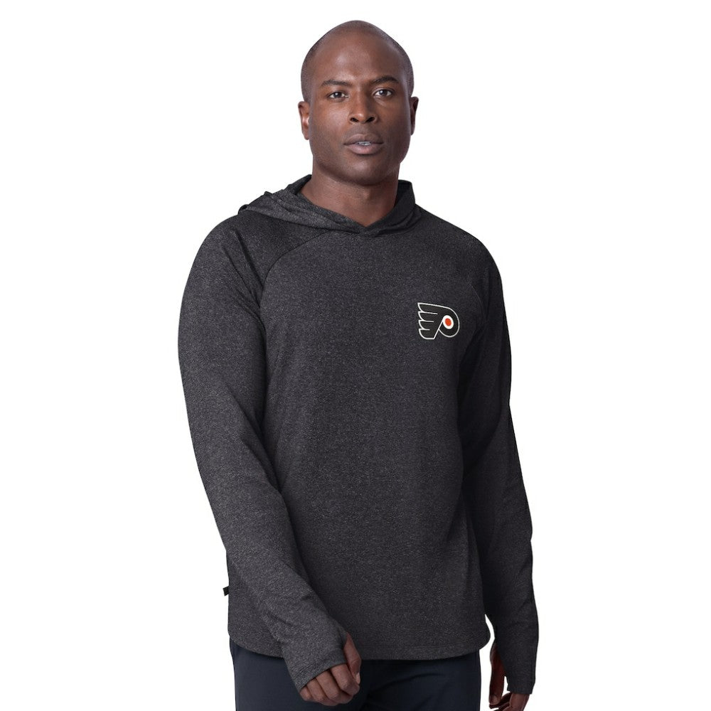 Philadelphia Flyers MSX by Michael Strahan Fast Track Raglan Long Sleeve Hoodie T-Shirt - Black - NHL