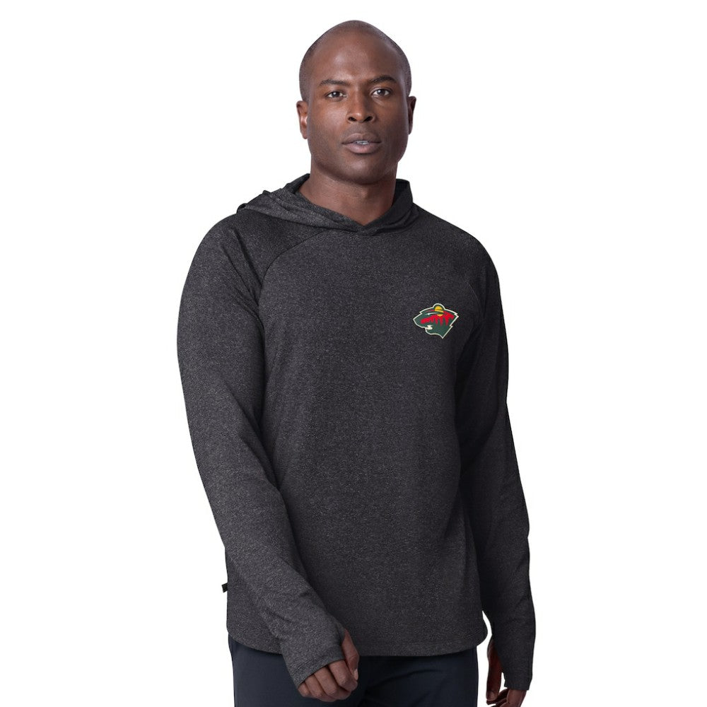 Minnesota Wild MSX by Michael Strahan Fast Track Raglan Long Sleeve Hoodie T-Shirt - Black - NHL