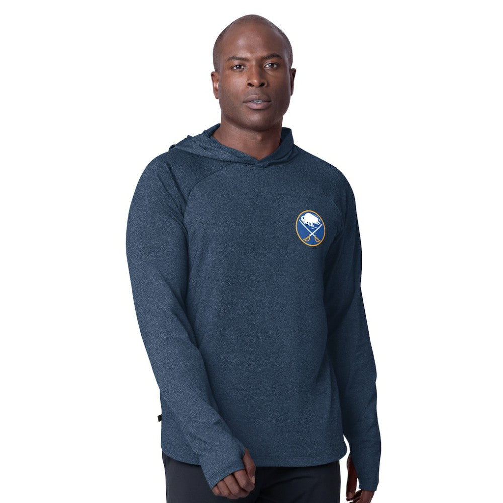 Buffalo Sabres MSX by Michael Strahan Fast Track Raglan Long Sleeve Hoodie T-Shirt - Navy - NHL