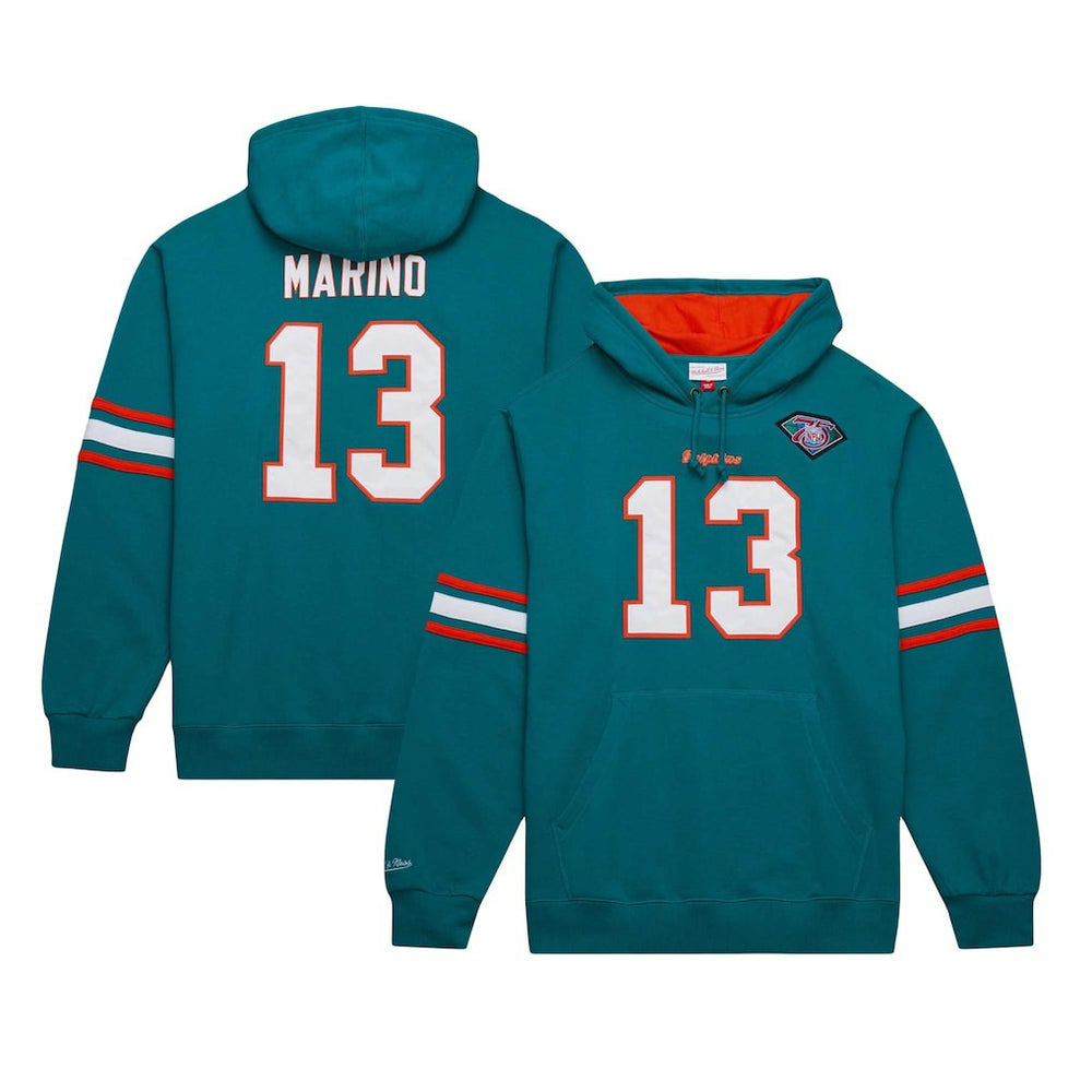 Dan Marino Miami Dolphins Retired Player Name & Number Pullover Hoodie Aqua | Mitchell & Ness