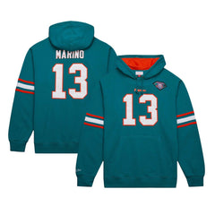 Dan Marino Miami Dolphins Retired Player Name & Number Pullover Hoodie Aqua | Mitchell & Ness