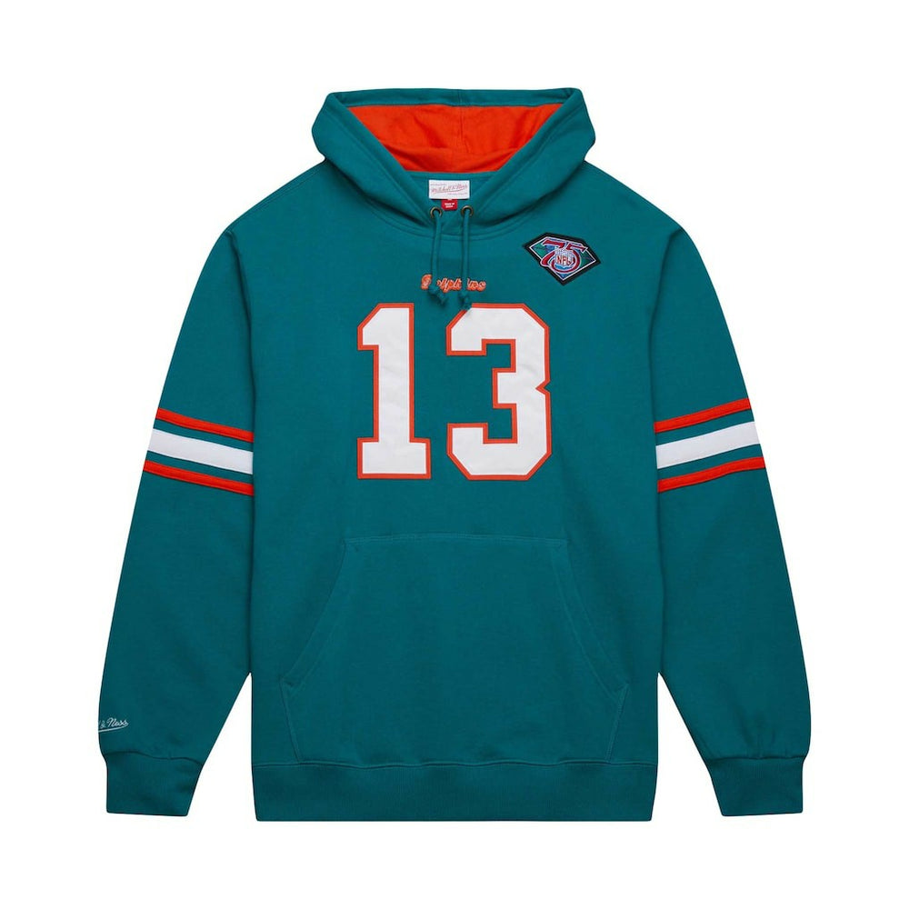 Dan Marino Miami Dolphins Retired Player Name & Number Pullover Hoodie Aqua | Mitchell & Ness