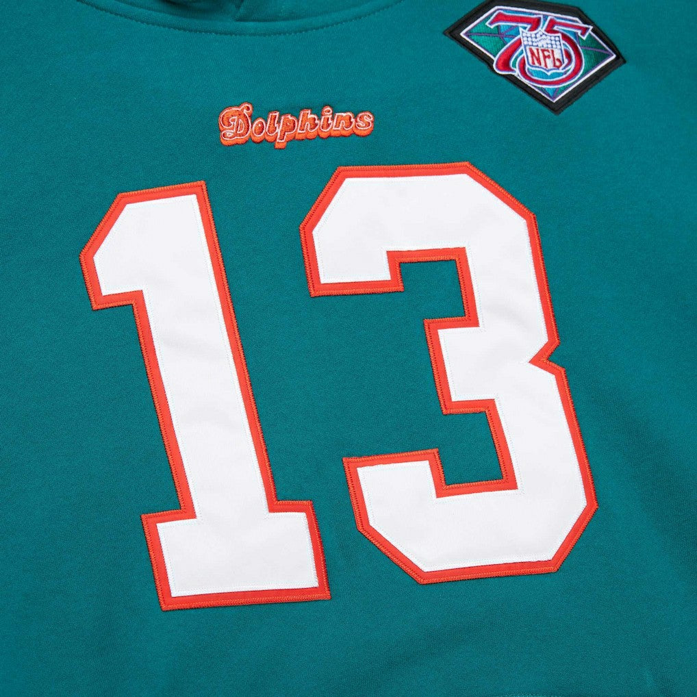 Dan Marino Miami Dolphins Retired Player Name & Number Pullover Hoodie Aqua | Mitchell & Ness