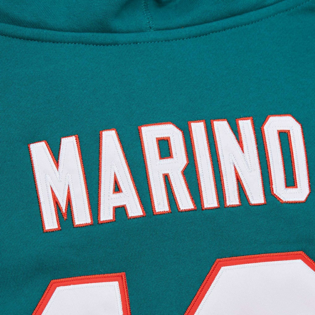 Dan Marino Miami Dolphins Retired Player Name & Number Pullover Hoodie Aqua | Mitchell & Ness