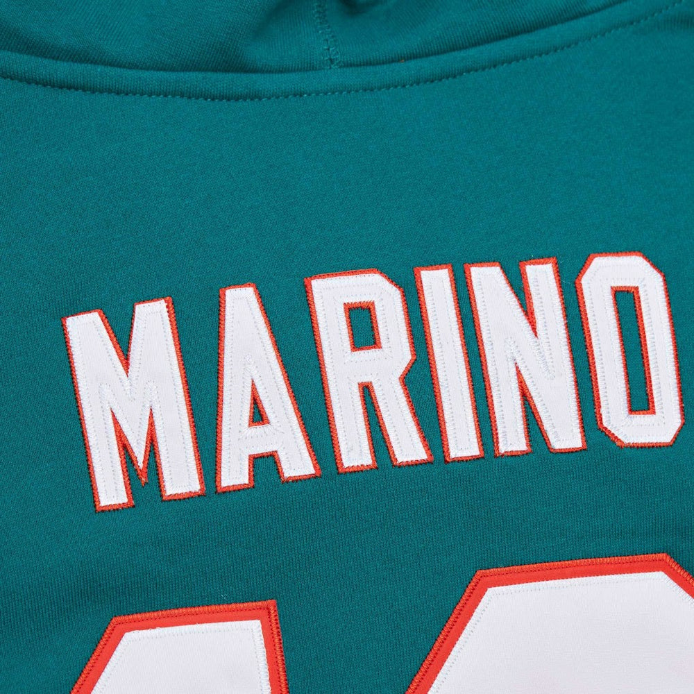 Dan Marino Miami Dolphins Retired Player Name & Number Pullover Hoodie Aqua | Mitchell & Ness