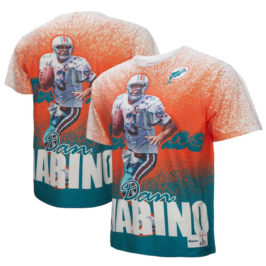 Dan Marino Miami Dolphins Burst Retired Player T-Shirt White | Mitchell & Ness