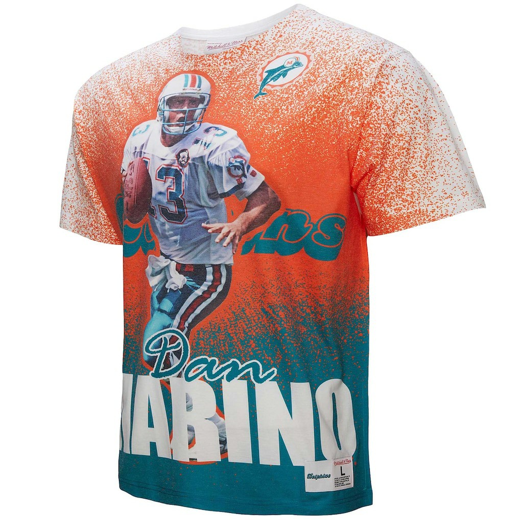 Dan Marino Miami Dolphins Burst Retired Player T-Shirt White | Mitchell & Ness