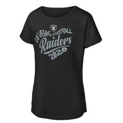 Las Vegas Raiders Girls Youth Script Heart Dolman T-Shirt Black | NFL