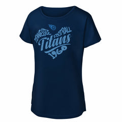 Tennessee Titans Girls Youth Script Heart Dolman T-Shirt Navy | NFL