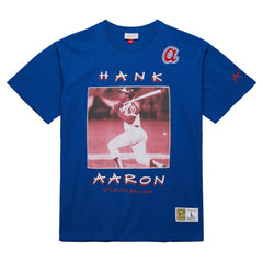 Hank Aaron Atlanta Braves Mitchell & Ness Cooperstown Collection Heavyweight Premium Player Vintage Logo T-Shirt - MLB