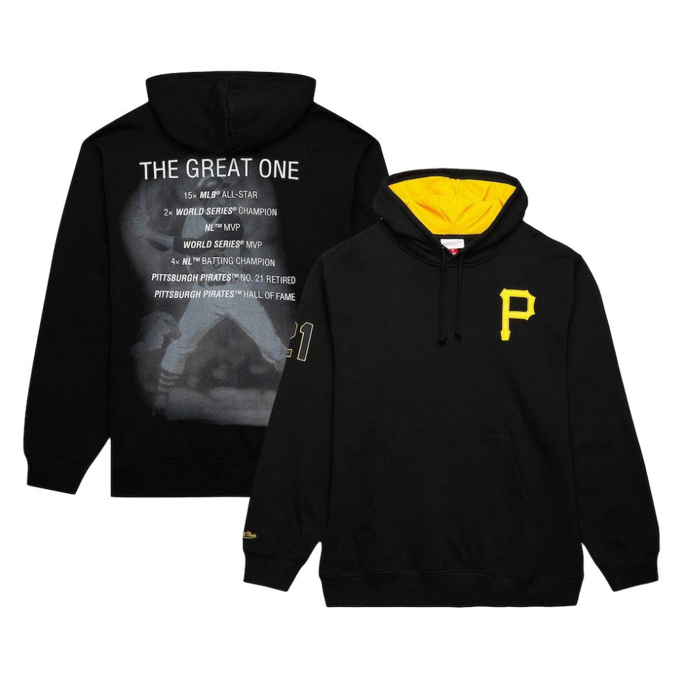 Roberto Clemente Pittsburgh Pirates Mitchell & Ness Vintage Logo Name & Number Pullover Hoodie - MLB